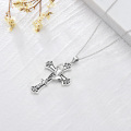 wholesale 925 Sterling Silver Cross Pendant with Praying Hands and Jesus Inscription for Women-0-4