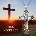 wholesale 925 Sterling Silver Cross Pendant with Praying Hands and Jesus Inscription for Women-0-5