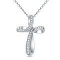 wholesale 925 Sterling Silver Cubic Zirconia Accent Infinity Cross Pendant Necklace for Women-0-0
