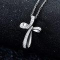 wholesale 925 Sterling Silver Cubic Zirconia Accent Infinity Cross Pendant Necklace for Women-0-3