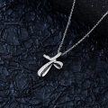 wholesale 925 Sterling Silver Cubic Zirconia Accent Infinity Cross Pendant Necklace for Women-0-4