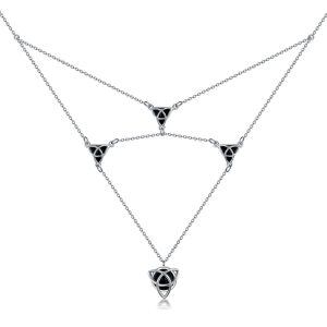 Sterling Silver Celtic Knot Agate Double Layered Necklaces-0