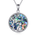 wholesale 925 Sterling Silver Abalone Shell Elephant Family Tree of Life Pendant Necklace for Women Gifts-0-0