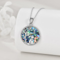wholesale 925 Sterling Silver Abalone Shell Elephant Family Tree of Life Pendant Necklace for Women Gifts-0-3