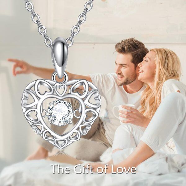 Sterling Silver Heart Beating Pendant Necklace-3