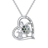 wholesale 925 Sterling Silver Turtle Heart Love Mom Pendant Necklaces for Women Girls Gifts- Rhodium Plated