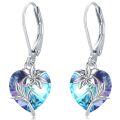 wholesale 925 Sterling Silver Austrian Crystal Heart Drop Earring with Lily Design for Women's s-0-0