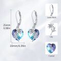 wholesale 925 Sterling Silver Austrian Crystal Heart Drop Earring with Lily Design for Women's s-0-1