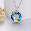 wholesale 925 Sterling Silver Pendant Necklaces with Duck and Chick Design - Blue Crystal  for Women-0-2
