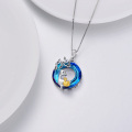 wholesale 925 Sterling Silver Pendant Necklaces with Duck and Chick Design - Blue Crystal  for Women-0-3