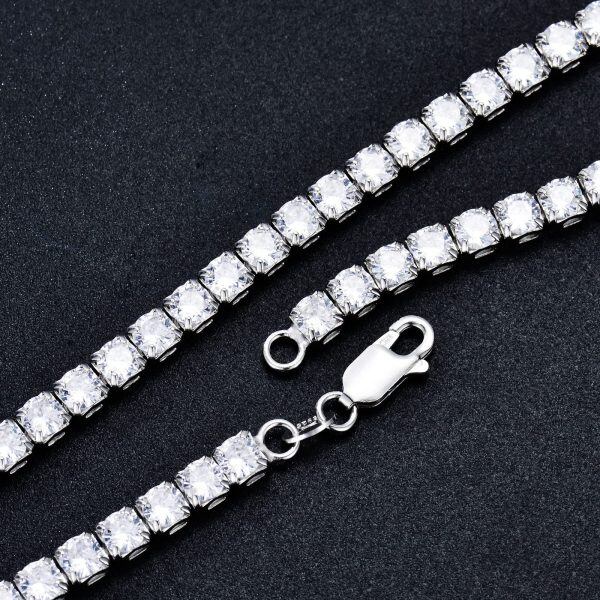 Sterling Silver 3MM Cubic Zircon Tennis Chain Necklace-3