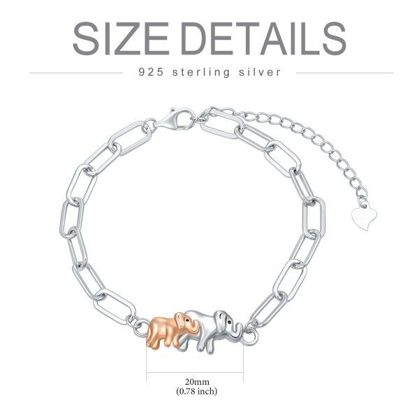 Sterling Silver Elephant Mom Baby Chain Bracelets-1