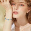 wholesale 925 Sterling Silver Blue Topaz Heart Charm Bracelet for Women - Birthday Gift Idea-0-2