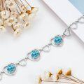 wholesale 925 Sterling Silver Blue Topaz Heart Charm Bracelet for Women - Birthday Gift Idea-0-3