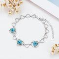wholesale 925 Sterling Silver Blue Topaz Heart Charm Bracelet for Women - Birthday Gift Idea-0-4
