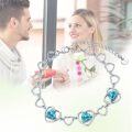 wholesale 925 Sterling Silver Blue Topaz Heart Charm Bracelet for Women - Birthday Gift Idea-0-5