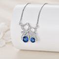 wholesale 925 Sterling Silver Blue Sapphire Cats Pendant Necklace for Women Girls -0-3