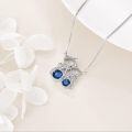 wholesale 925 Sterling Silver Blue Sapphire Cats Pendant Necklace for Women Girls -0-4