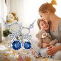 wholesale 925 Sterling Silver Blue Sapphire Cats Pendant Necklace for Women Girls -0-5