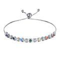 wholesale 925 Sterling Silver Rainbow CZ 7 Chakra Stones Healing Adjustable Tennis Bracelet for Women-0-0