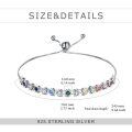 wholesale 925 Sterling Silver Rainbow CZ 7 Chakra Stones Healing Adjustable Tennis Bracelet for Women-0-1