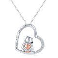wholesale 925 Sterling Silver Heart-Shaped Polar Bear Pendant Necklaces - Mom & Daughter Gifts for Mothers' Day-0-0