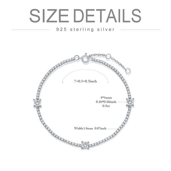 Sterling Silver Princess Cut Moissanite Tennis Bracelet-1