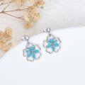 wholesale 925 Sterling Silver Blue Enamel Floral Drop Earrings for Women and Girls-0-4