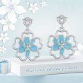 wholesale 925 Sterling Silver Blue Enamel Floral Drop Earrings for Women and Girls-0-5