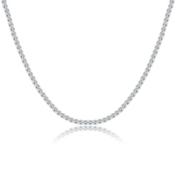 Sterling Silver Shining Cubic Zircon Tennis Chain Necklace-0