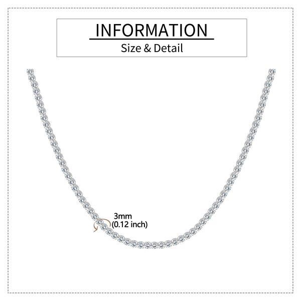 Sterling Silver Shining Cubic Zircon Tennis Chain Necklace-1