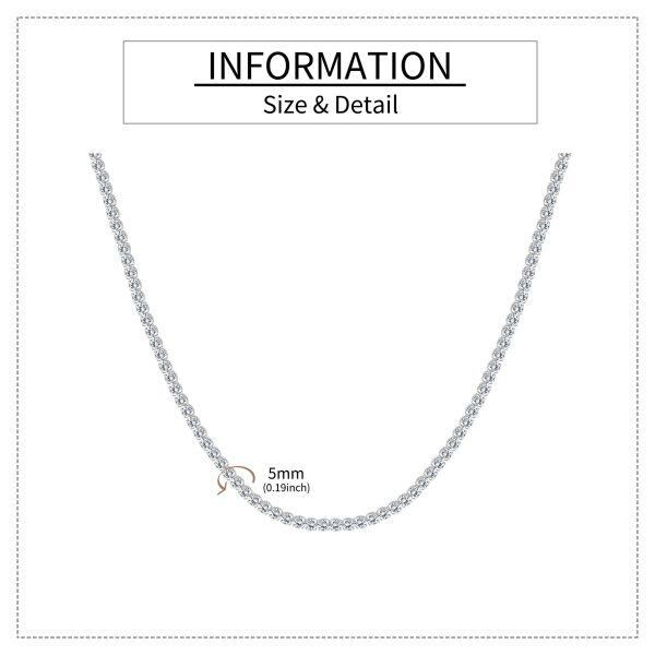 Sterling Silver Shining Cubic Zircon Tennis Chain Necklace-2