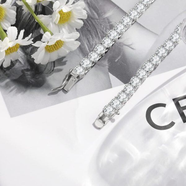 Sterling Silver Shining Cubic Zircon Tennis Chain Necklace-6