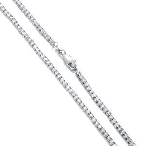 Sterling Silver Shining 1.5MM Cubic Zircon Tennis Chain Necklace-0