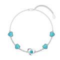 wholesale 925 Sterling Silver Turquoise Heart & Infinity Charm Bracelet for Women's Fashion  6 - 8 Adjustable Chain Length-0-0