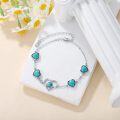 wholesale 925 Sterling Silver Turquoise Heart & Infinity Charm Bracelet for Women's Fashion  6 - 8 Adjustable Chain Length-0-3
