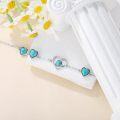 wholesale 925 Sterling Silver Turquoise Heart & Infinity Charm Bracelet for Women's Fashion  6 - 8 Adjustable Chain Length-0-4