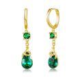 wholesale Gold 925 Sterling Silver Snake Emerald CZ Drop Dangle Hoop Earrings  for Women Girl-0-0