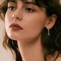 wholesale Gold 925 Sterling Silver Snake Emerald CZ Drop Dangle Hoop Earrings  for Women Girl-0-2