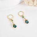 wholesale Gold 925 Sterling Silver Snake Emerald CZ Drop Dangle Hoop Earrings  for Women Girl-0-3