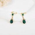 wholesale Gold 925 Sterling Silver Snake Emerald CZ Drop Dangle Hoop Earrings  for Women Girl-0-4