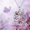 wholesale 925 Sterling Silver Red Crystal Snake & Butterfly Pendant Necklace for Women Girls Gothic Animal s-0-5