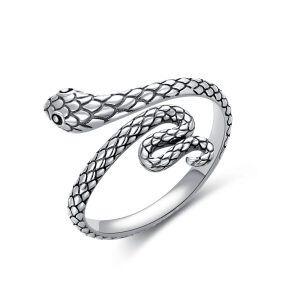 Sterling Silver Vintage Serpent Adjustable Rings-0