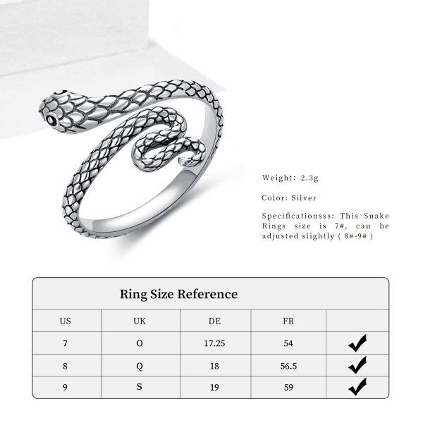 Sterling Silver Vintage Serpent Adjustable Rings-1