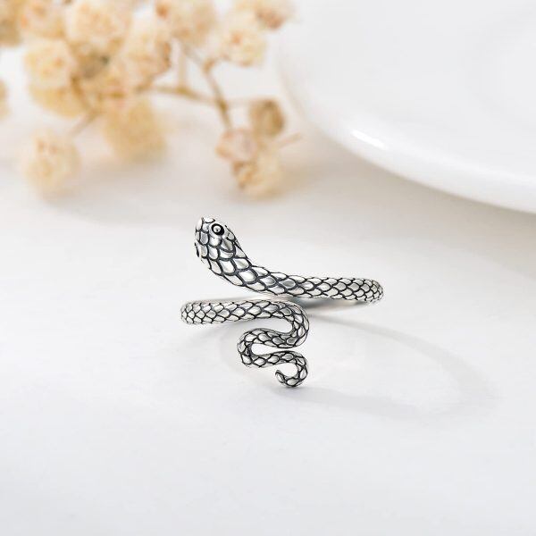 Sterling Silver Vintage Serpent Adjustable Rings-5