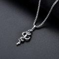 wholesale 925 Sterling Silver & 316L  Snake Sword Pendant Necklace for Men - No Gemstones-0-3