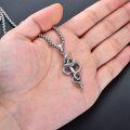 wholesale 925 Sterling Silver & 316L  Snake Sword Pendant Necklace for Men - No Gemstones-0-4