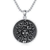 wholesale 925 Sterling Silver Medusa Snake Head Pendant with 24 Chain - Greek Mythology for Him Her- Oxidized/Oxidised