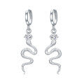 wholesale 925 Sterling Silver Snake Shape Pendant Hoop Earrings with Cubic Zirconia - Fashionable and Allergy-Free  for Her Him-0-0