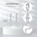 wholesale 925 Sterling Silver Snake Shape Pendant Hoop Earrings with Cubic Zirconia - Fashionable and Allergy-Free  for Her Him-0-1